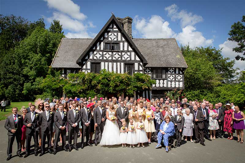 Maesmawr Hall Wedding Venue exclusive use guests in fromt of hotel